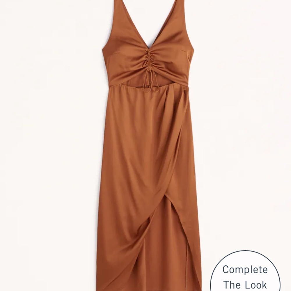 NWT A&F Cinch-Front Satin Midi Dress